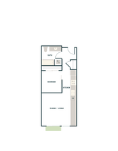 Open 1 Bed, 1 Bath - West Apt D West-304 floor plan